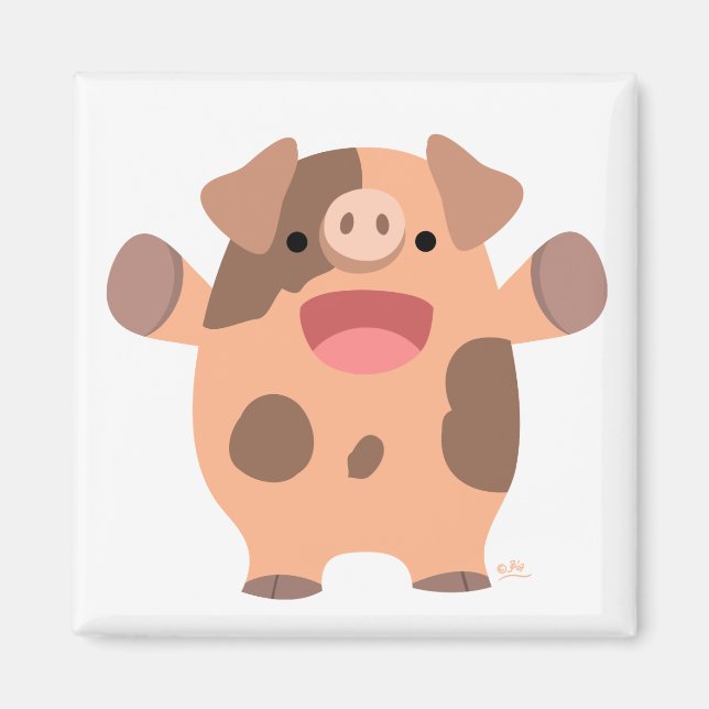 Friendly Cartoon Pig magnet (Front)