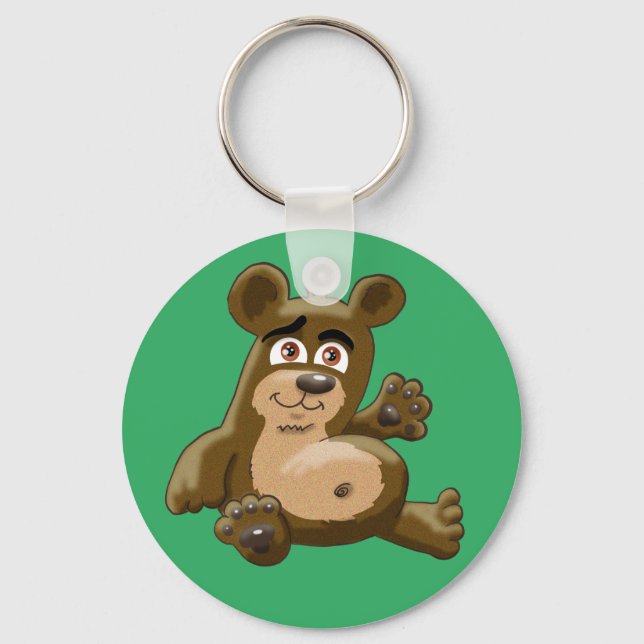 Friendly Cartoon Teddy Bear Key Ring (Front)