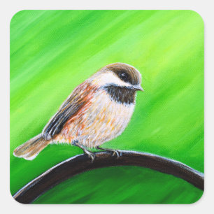 Friendly Chickadee Painting Square Sticker
