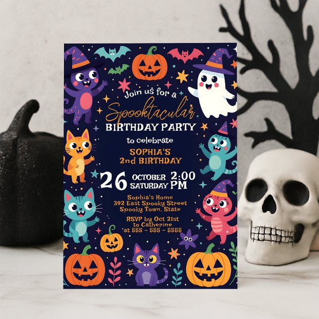 Friendly Cute Halloween Monsters Birthday Party Invitation (Creator Uploaded)