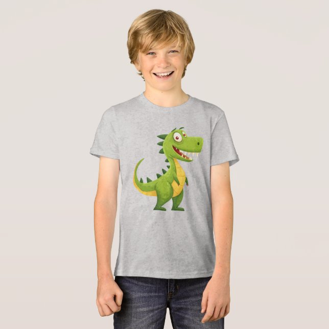 Friendly Dino Cartoon Tri-Blend Shirt (Front Full)