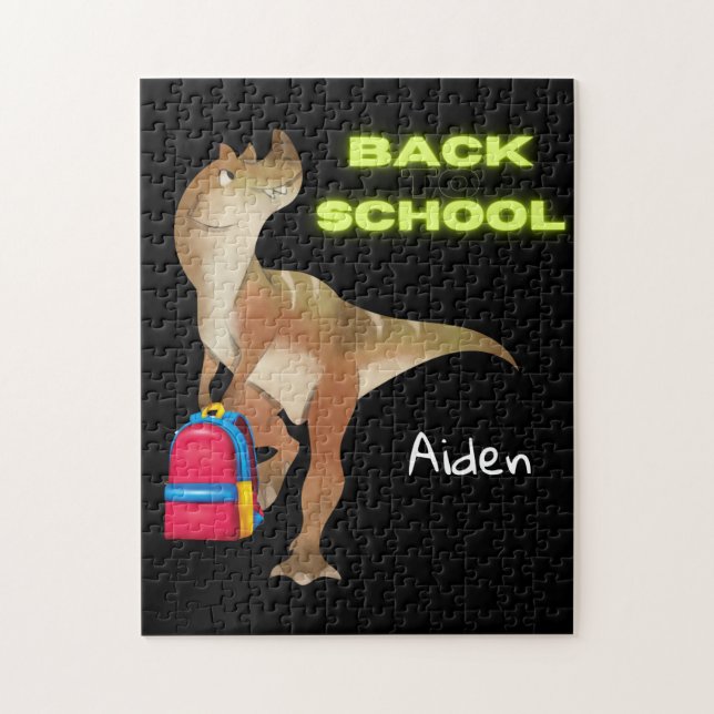 Friendly Dinosaur with Backpack "Back to School"  Jigsaw Puzzle (Vertical)