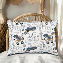 Friendly Dinosaurs in Cars Pattern