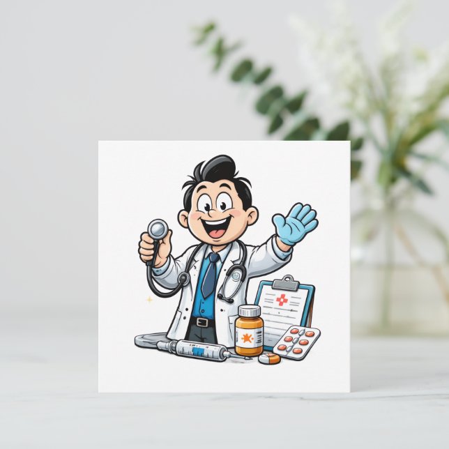 Friendly Doctor Mascot Medical Cartoon Design (Standing Front)