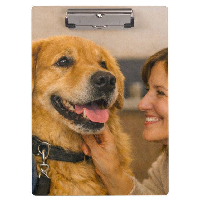 Friendly Dog Greeting Acrylic Clipboard (Front)