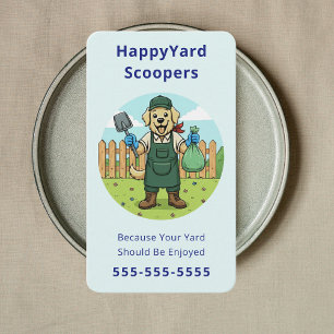 Friendly Dog Poop Scooper Pet Waste Removal Business Card