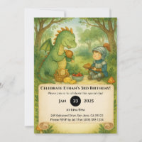 Friendly Dragon and Little Knight Picnic Birthday