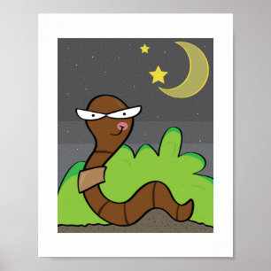Friendly Earthworm Illustration Kids Nature Poster