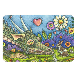 FRIENDLY EASTER DRAGON ON BUNNY TRAIL Cute Fantasy Magnet