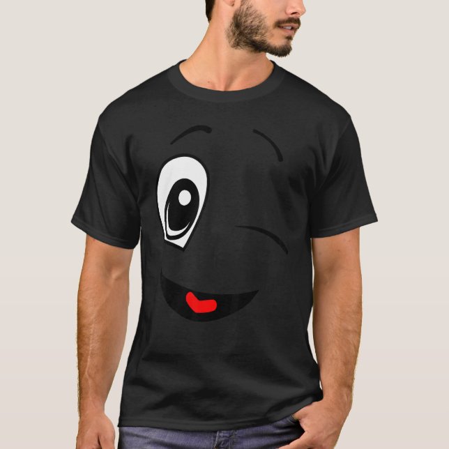 Friendly Face Winking Positive Facial Expression T-Shirt (Front)