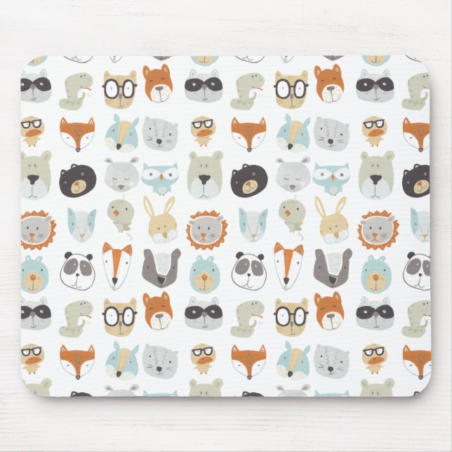 Friendly Faces | Cute Animal Portraits Mouse Pad (Front)