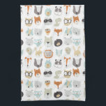 Friendly Faces | Cute Animal Portraits Tea Towel<br><div class="desc">This watercolor print features cute animal faces | By June Erica Vess</div>