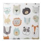 Friendly Faces | Cute Animal Portraits Tile<br><div class="desc">This watercolor print features cute animal faces | By June Erica Vess</div>