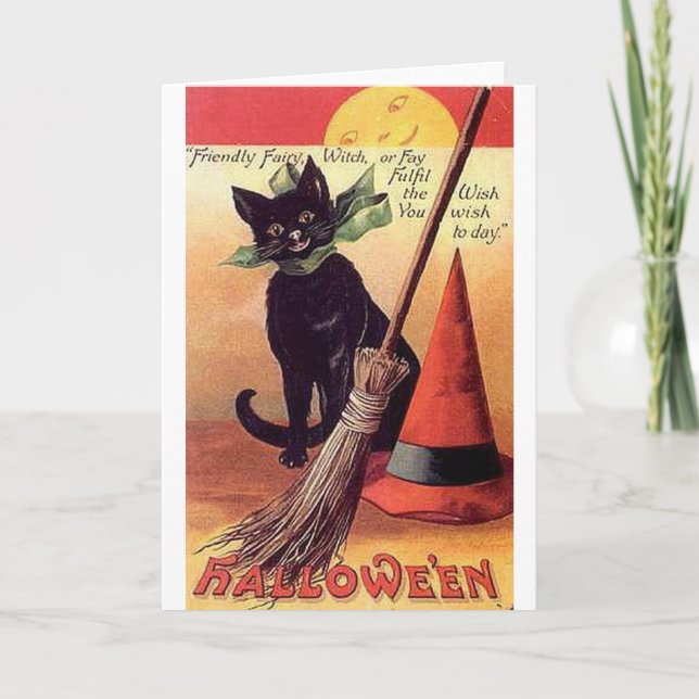 Friendly Fairy Vintage Halloween Card (Front)