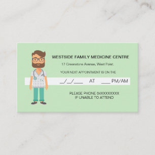 Friendly Family Doctor Appointment Card Green