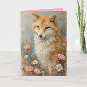 Friendly Fox among the flowers Card