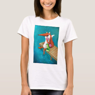 Friendly Fox and Chicken eating doughnuts T-Shirt