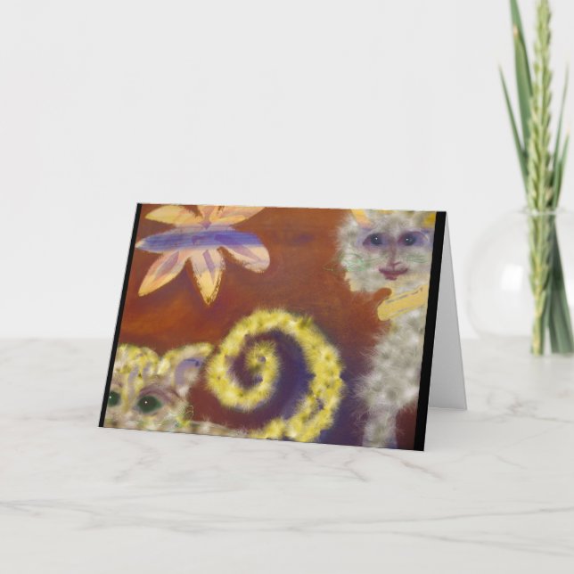 Friendly Furry Cats blank greeting card (Front)