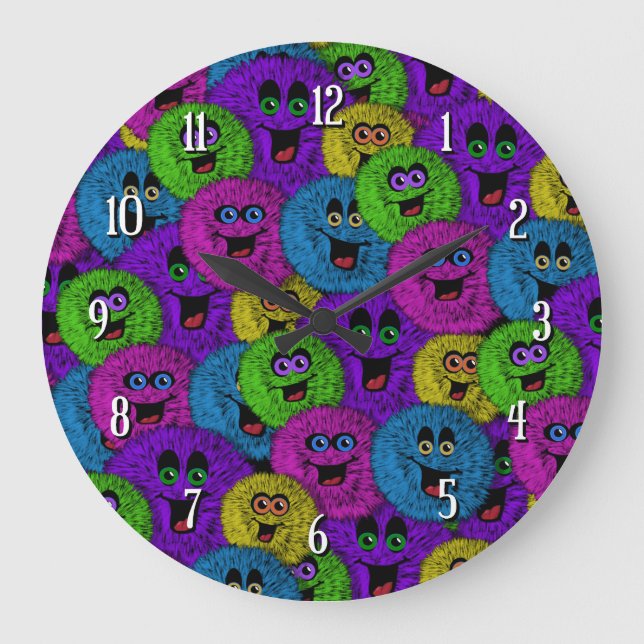 Friendly Fuzzles Cute Creatures Round Wall Clock 2 (Front)