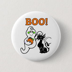 Friendly Ghost and Black Cat 6 Cm Round Badge