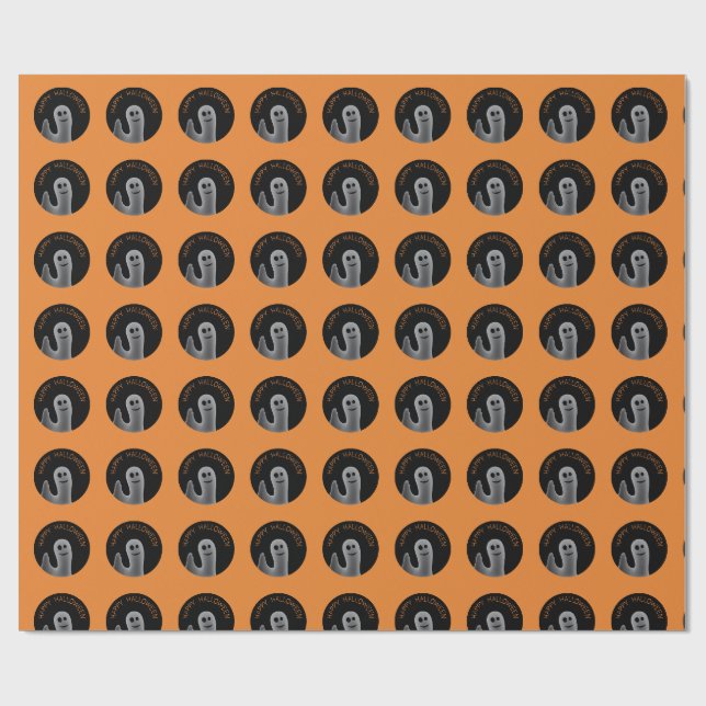Friendly Ghost (Happy Halloween) Wrapping Paper (Flat)
