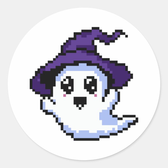Friendly Ghost Pixel Art Classic Round Sticker (Front)