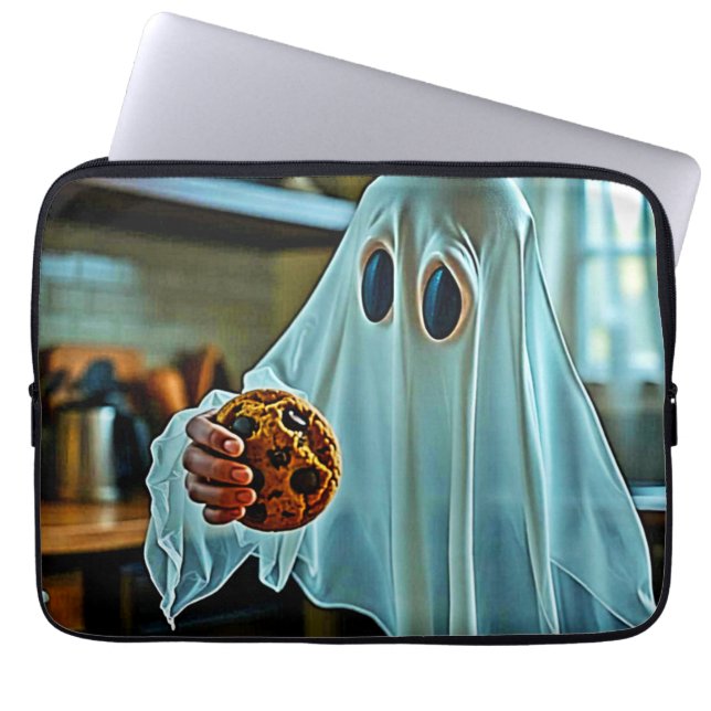 Friendly Ghost With Cookie Laptop Sleeve (Front)
