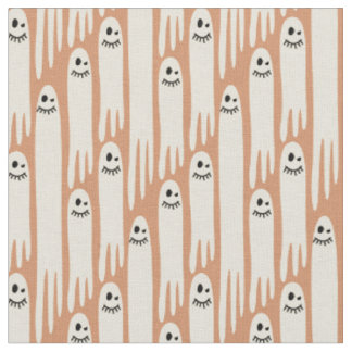 Friendly Ghosts on Cream and orange – Halloween  Fabric