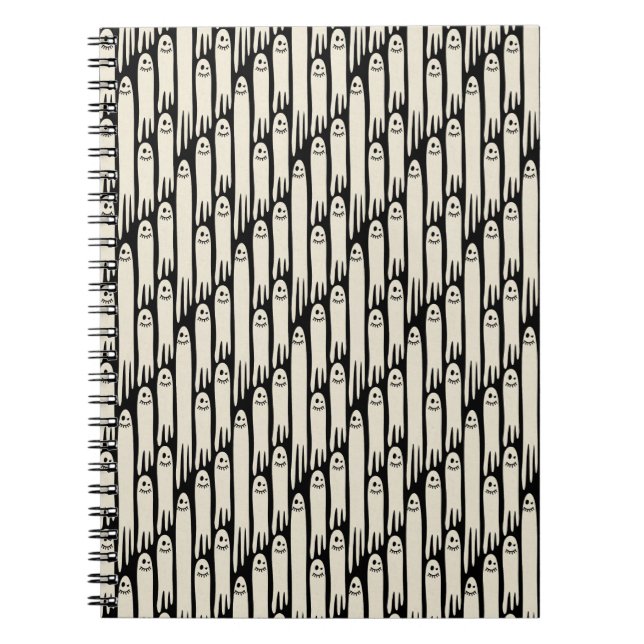 Friendly Ghosts on Cream and Pink – Halloween Patt Notebook (Front)