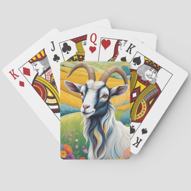 Friendly Goat With Colourful Vibrant Hills Playing Cards (Back)