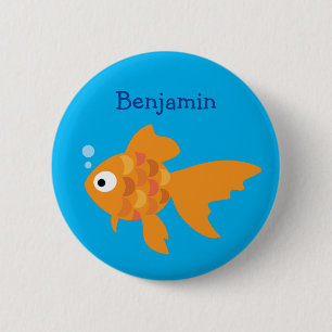 Friendly Gold Fish Illustration 6 Cm Round Badge