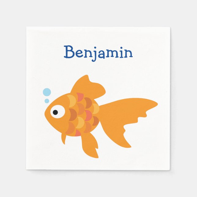 Friendly Gold Fish Illustration Napkin (Front)
