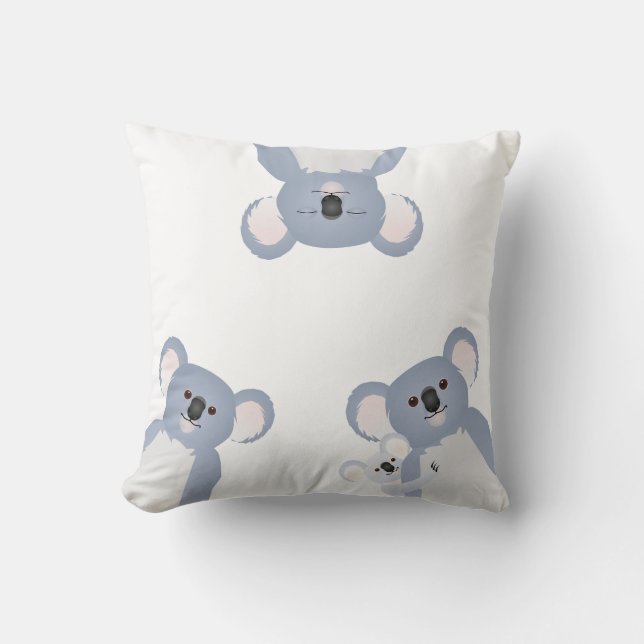 Friendly Gray Koala Group Hanging Out Cushion (Front)