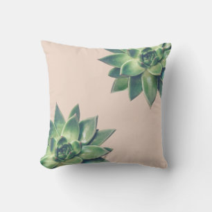 Friendly Green Succulent Plants on Light Beige Cushion