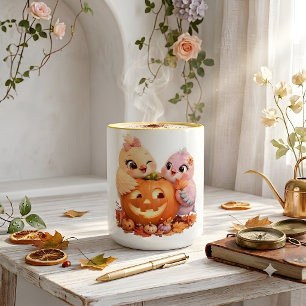 Friendly Halloween Birds Pumpkin Mug