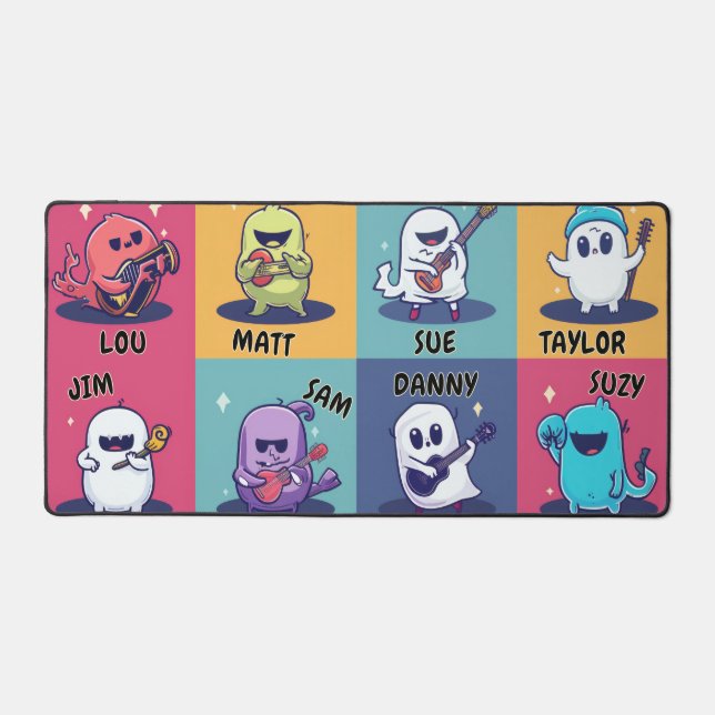 Friendly Halloween Ghosts Desk Mat (Front)