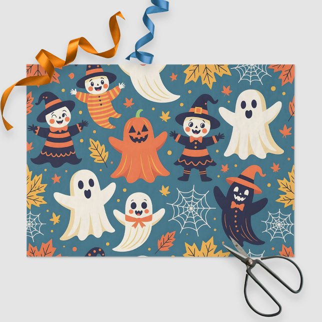 Friendly Halloween Ghosts & Witches Autumn Leaves  Tissue Paper (Creator Uploaded)