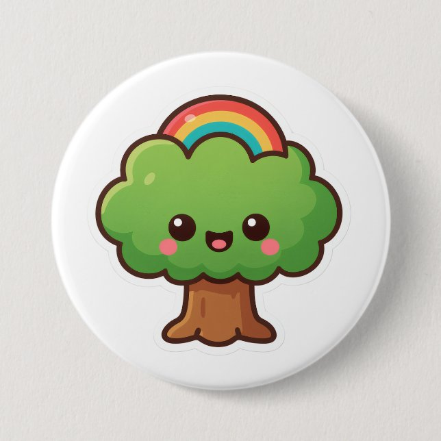 Friendly Kawaii Tree 7.5 Cm Round Badge (Front)