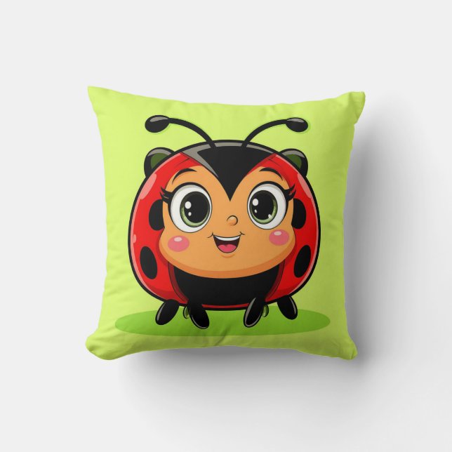 🐞 Friendly Ladybug Character Decor For Kids Space Cushion (Front)