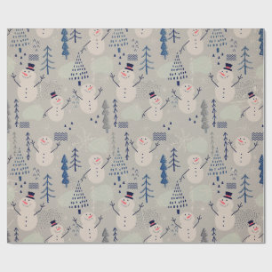 Friendly Little Snowman - grey Wrapping Paper