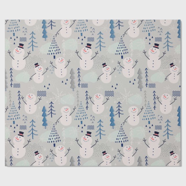 Friendly Little Snowman Wrapping Paper (Flat)