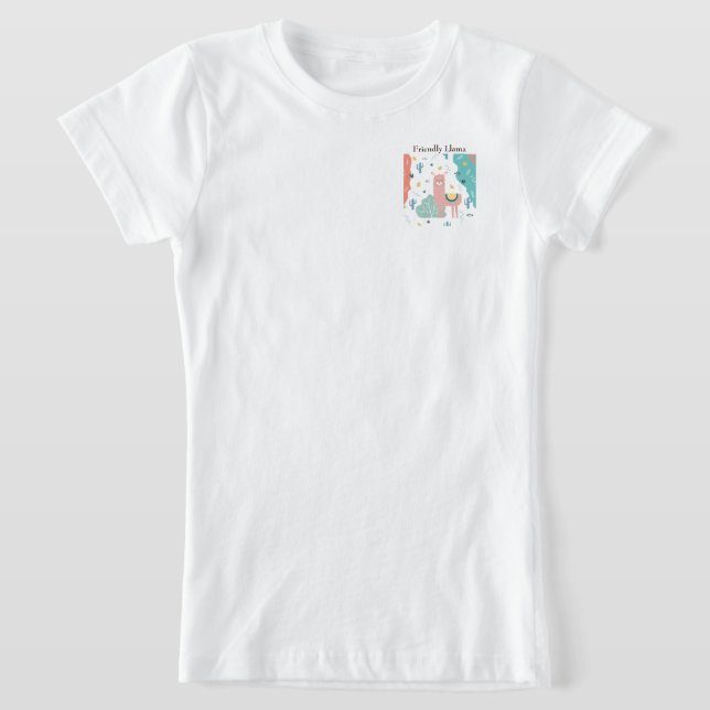 Friendly Llama in a Landscape Girls T-Shirt (Laydown)
