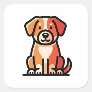 Friendly Modern Dog Illustration Square Sticker