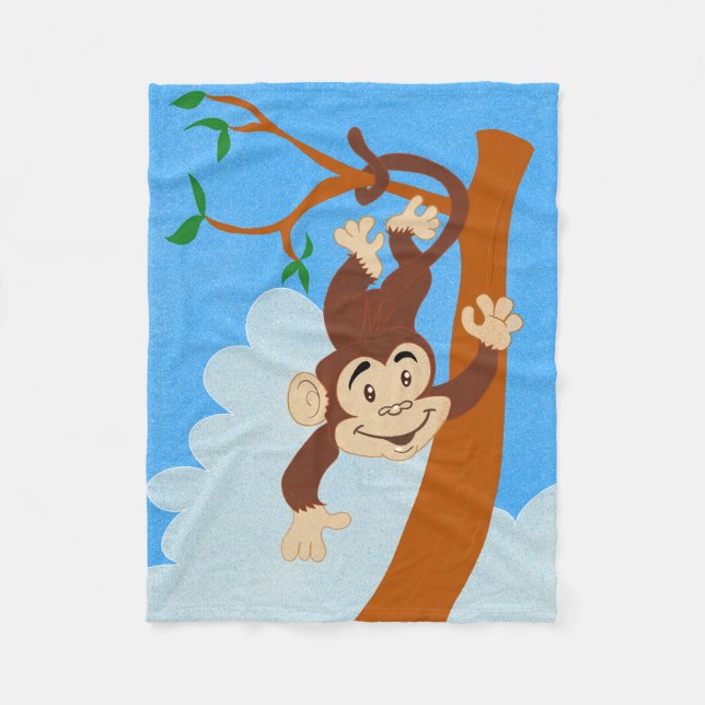 Friendly Monkey Fleece Blanket (Front)
