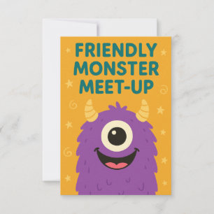 Friendly Monster Meet-Up Cartoon Invitation Card