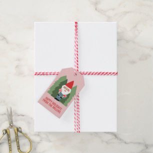 Friendly Mushroom Gnome Santa Trees Christmas Elf Gift Tags