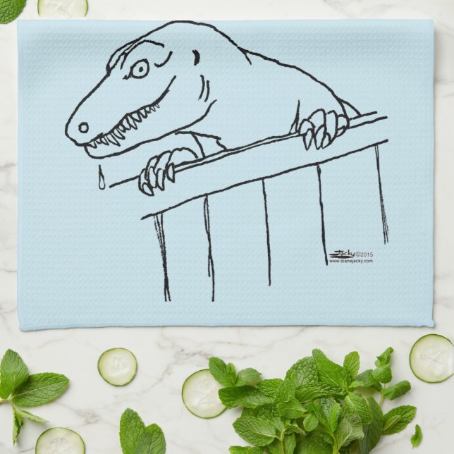 Friendly Neighbourhood Dinosaur Tea Towel (Folded)