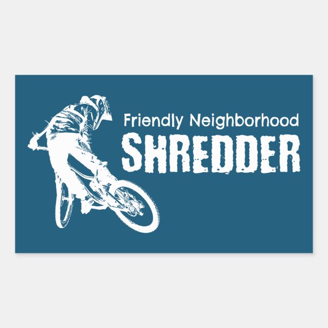 Friendly Neighbourhood Shredder Mountain Biking Rectangular Sticker (Front)