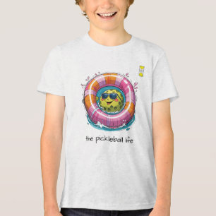 Friendly Pickleball hearts logo with fun character Tri-Blend Shirt