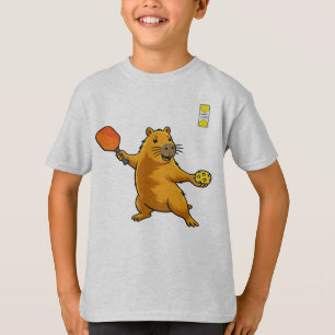 Friendly Pickleball logo and capybara with paddle T-Shirt